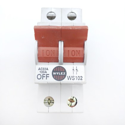 Wylex WS102 AC22A Silver Label 100A 100 Amp 2 Double Pole Isolator Main Switch Disconnector